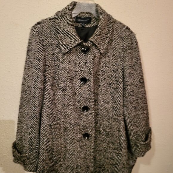 Anne Klein Womens Herringbone Peacoat SIZE XL - Picture 2 of 7